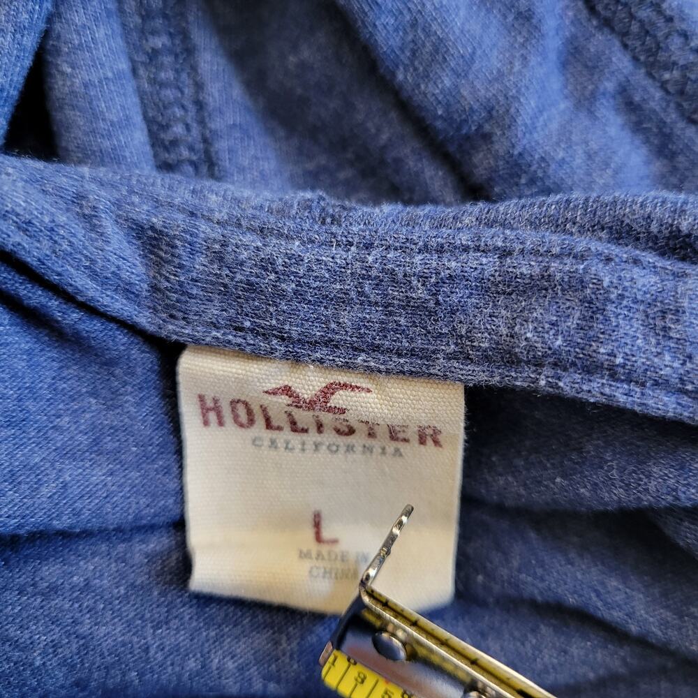 HOLLISTER Sweater Hoodie Womens Large Blue Logo White Drawstrings Lightweight - Picture 11 of 11